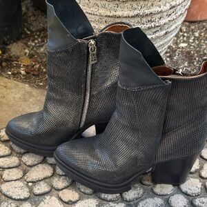 A.S.98 Black Textured Ankle Booties